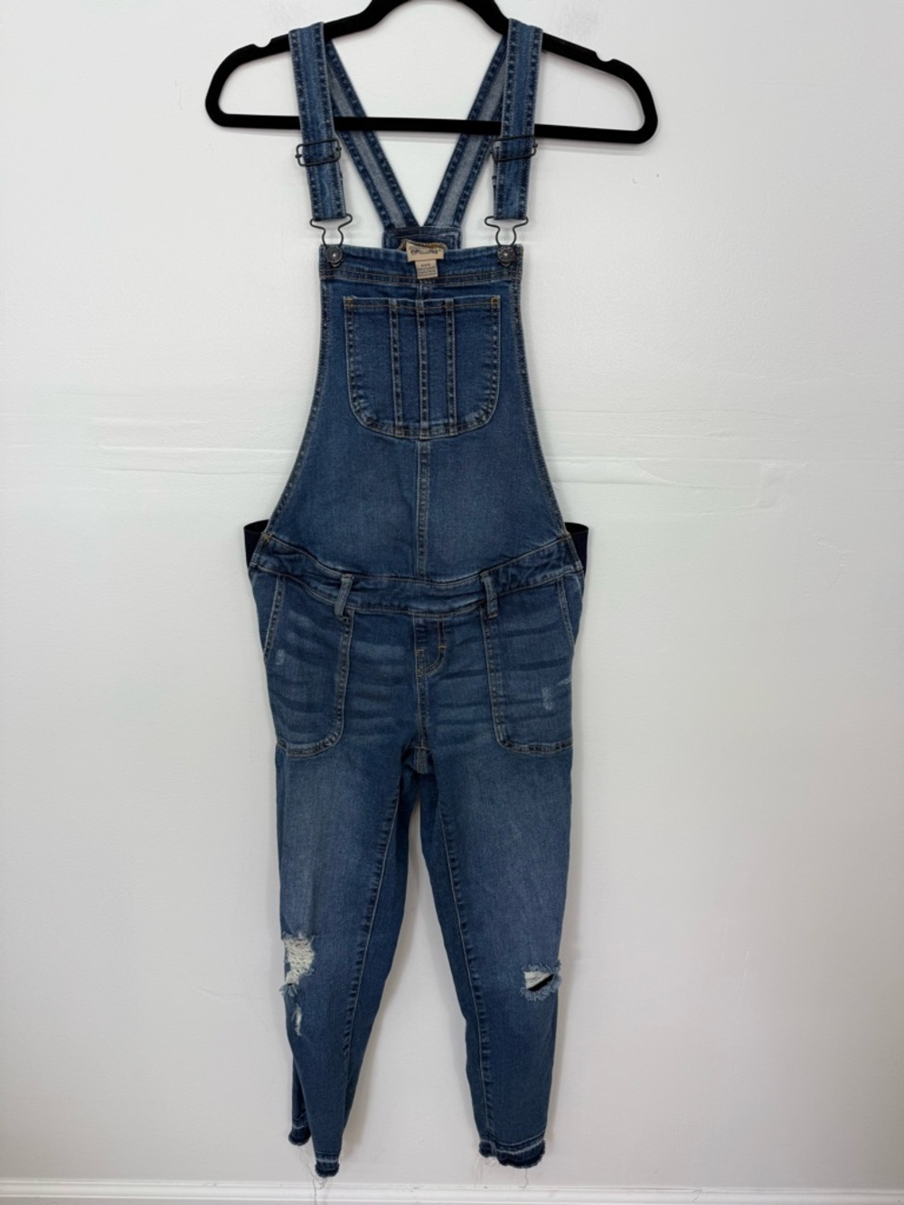 Women's Maternity Blue Denim Overalls Jeans V12